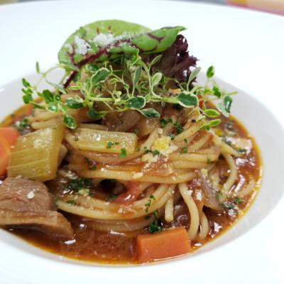 2023年2月義式料理-蝦天使義大利麵x蔬菜燉鴨佐圓麵