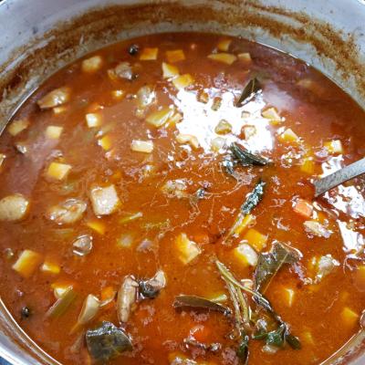 義式料理：蝦天使義大利麵×蔬菜燉鴨佐圓麵